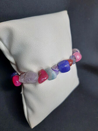 MRYart İri Kırık Akik Taşları İle Tasarlanmış Renkli Tarzların Bilekliği