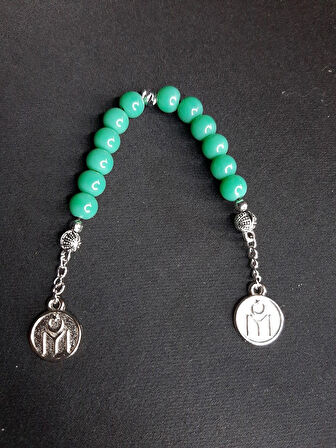 MRYart Yeşil Cam Boncuk ve Metal Alaşımlı Zaza Tesbih