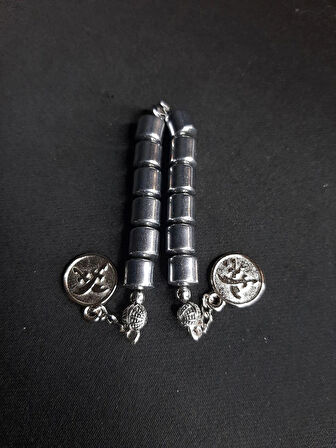 MRYart Gümüş Renk Yuvarlak Hematit Taşı Tarz Zaza Tesbih