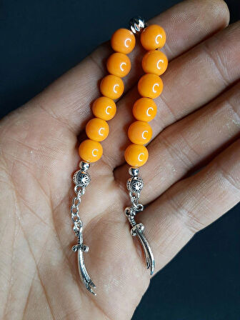 MRYart Turuncu Renk Zülfikar Detaylı Zaza Tesbih