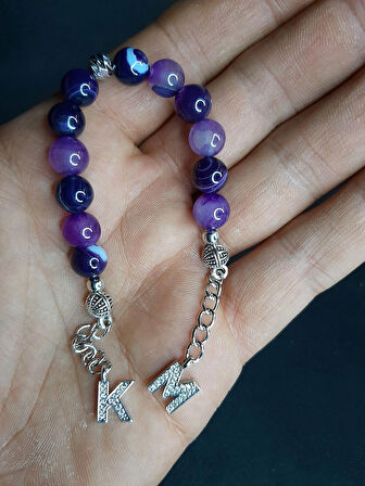 MRYart Mor Akik Taşı Harf Detaylı Zaza ( İsimli spariş için Önceden Yazınız )