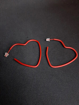 MRYart Kırmızı Renk Kalp Küpe