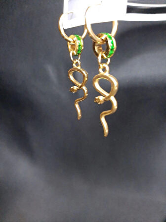 MRYart Altın Renk Yılan Figürlü Çelik Küpe (Çift)