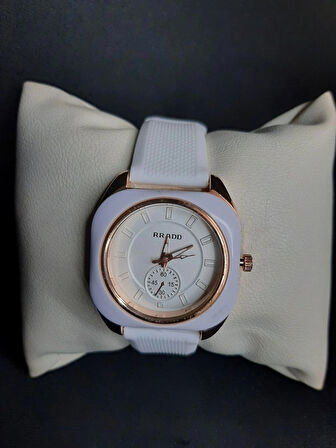 MRYart Beyaz Renk Silikon Kordonlu Kadın Saat