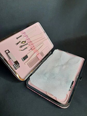 MRYart Pembe Renk Hologramlı Manikür/Pedikür Kutulu Törpü Seti 16 parça