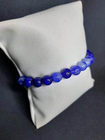 MRYart Mavi Beyaz Mix Akik Taşı Doğal Taş Bileklik Unisex