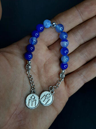 MRYart Mavi Beyaz Mix Akik Taşı Zaza Tesbih