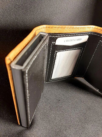 MRYart Mekanizmalı Kızaklı Kartlık Cüzdan Kağıt Para Bölmeli