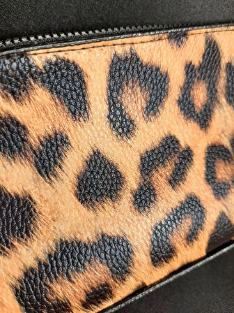 MRYart Leopar Dikdörtgen Suni Deri Cüzdan