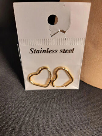 MRYart Altın Sarısı Kalp Çelik Küpe