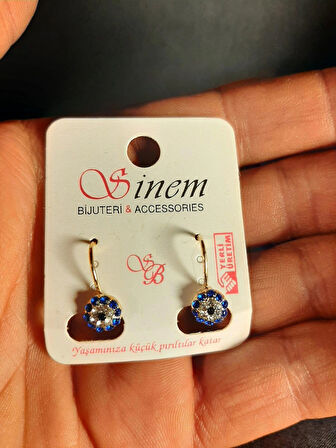 MRYart Nazar Taşlı Klipsi Küpe