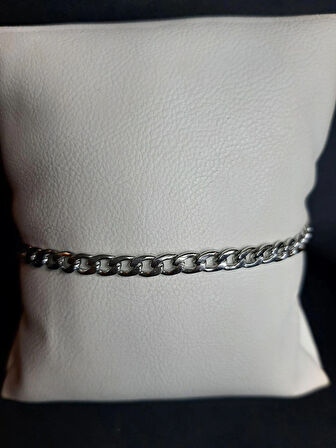 MRYart Gümüş Renk Unisex Çelik Kalın Örme Zincir Çelik Bileklik