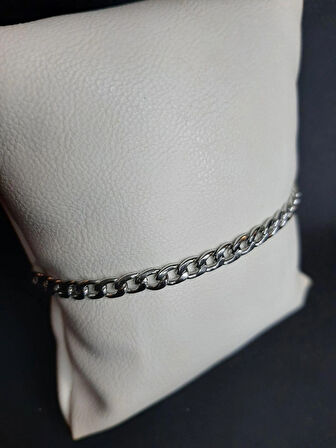 MRYart Gümüş Renk Unisex Çelik Kalın Örme Zincir Çelik Bileklik