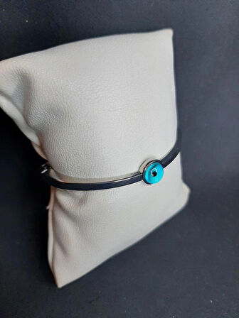 MRYart Gümüş Renk Nazar Göz Taşlı Kelepçe Bileklik