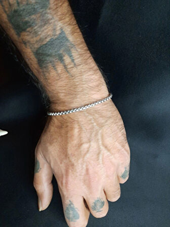 MRYart Unisex Gümüş Kaplama Arnavut Asansör Zincir Bileklik