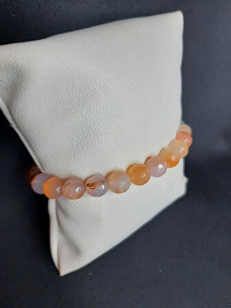 MRYart Bej Renk Doğal Taş Akik Taşı Bileklik Unisex