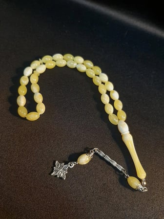 MRYart Beyrut Damla Kehribar 6 mm 33 lük Tesbih