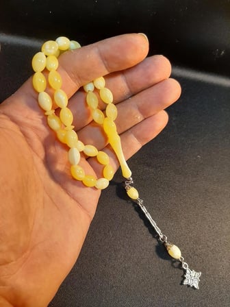 MRYart Beyrut Damla Kehribar 6 mm 33 lük Tesbih