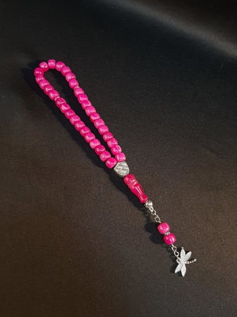 MRYart Mor Renk Sıkma Kehribar 33 lük Tesbih 8mm