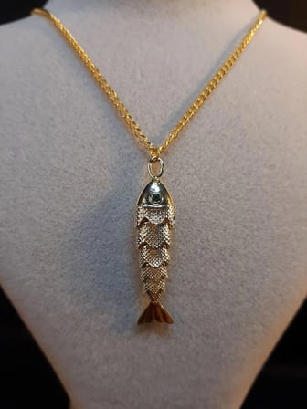 MRYart Gold Renk Balık Figürlü Metal Kolye