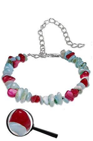 Sertifikalı Mercan - Mavi Sedef Kırık Doğal Taşlı Bileklik 1.kalite (ABD)