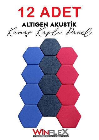 12 ADET ALTIGEN AKUSTİK KUMAŞ KAPLI PANEL-(17x20CM)