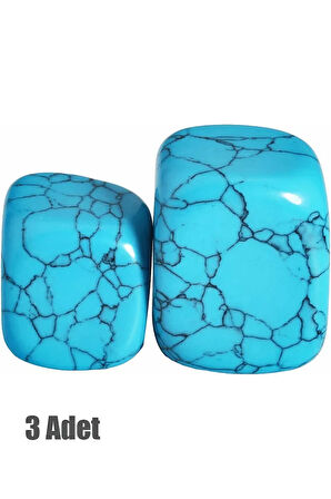 Sertifikalı Tamburlanmış Doğal Firuze Turkuaz Taşı Kütle (3 Adet)