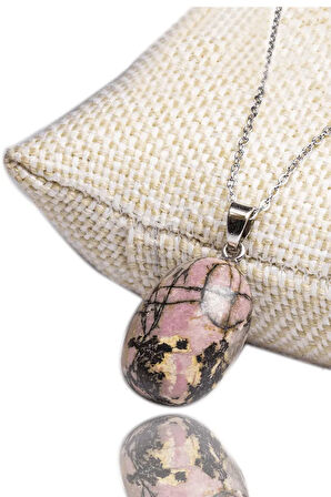 Sertifikalı Tımbıl Model Rodonit Taşı Kolye (RODOKROZİT TAŞI)