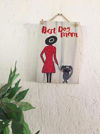 Best Dog Mom Duo Anneler Günü Pano Red Dress