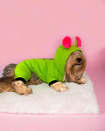 Shipy Pink Stripe Kulaklı Duo Köpek Tulumu Kıyafeti