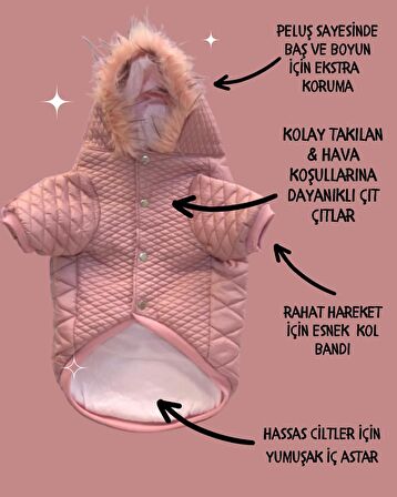 Pink Comfy Köpek Montu, Köpek Ceketi, Köpek Dış Giyim
