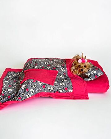 Pink Loves Köpek Uyku Takımı Minder Yastık Örtü Set