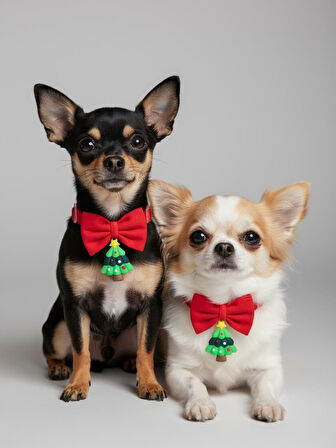 Christmas Tree Yılbaşı Köpek Papyon Tasması | Kırmızı Fiyonk Boyun Aksesuarı | Noel Temalı Köpek Süsü