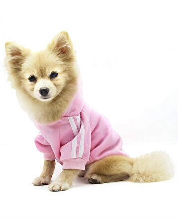 Baby Pink Adidog Kapşonlu Sweatshirt Köpek Kazağı