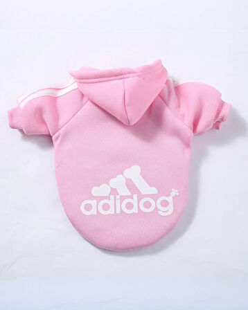 Baby Pink Adidog Kapşonlu Sweatshirt Köpek Kazağı