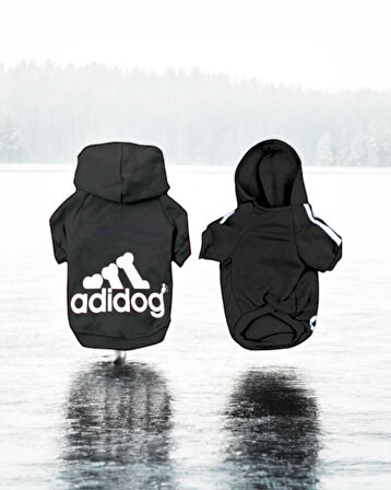 Black Adidog Kapşonlu Sweatshirt Köpek Kazağı