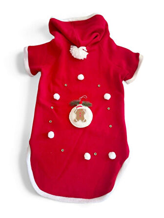 Kurabiye Adam Yılbaşı Köpek Kıyafeti | Noel Baba Kapüşonlu Polar Sweatshirt | Orta ve Büyük Irklar İçin