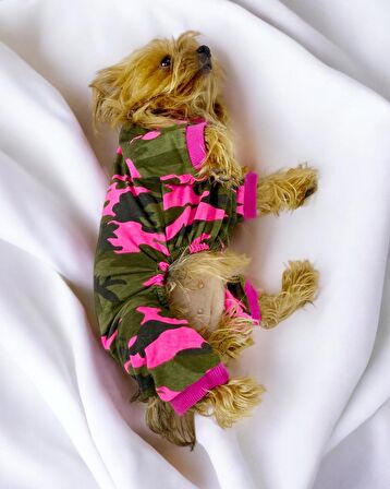 Pinky Camouflage Penye Tulum Köpek Tulumu Köpek Elbisesi
