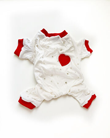 Sparkle Hearts Penye Kedi Tulum Pijama