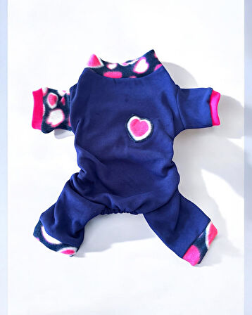 Heart Bites Kalın Penye Kedi Tulum Pijama