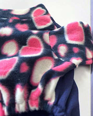 Heart Bites Kalın Penye Kedi Tulum Pijama