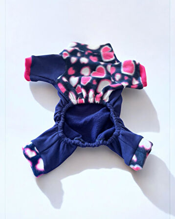 Heart Bites Kalın Penye Köpek Tulum Pijama