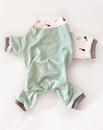 Minty Palm Kalın Penye Köpek Tulum Pijama
