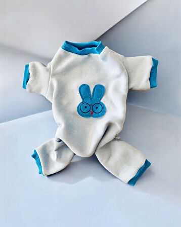 Blue Bunny Kalın Penye Köpek Tulum Pijama