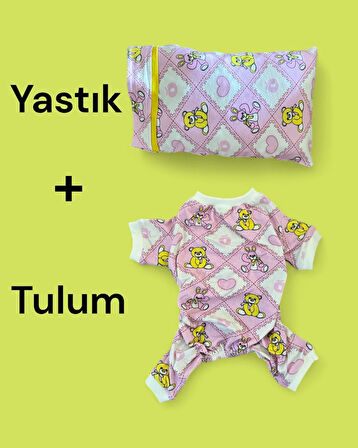 Toad Teddy Penye Kedi Tulum ve Yastık Takım Uyku Seti  