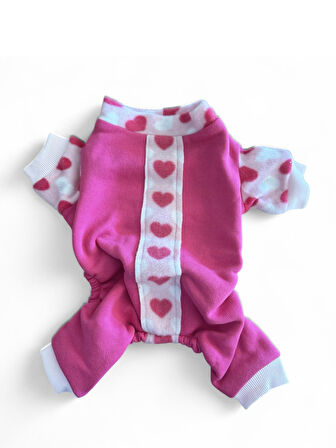 Pinky Hearts Polar Köpek Tulum Pijama
