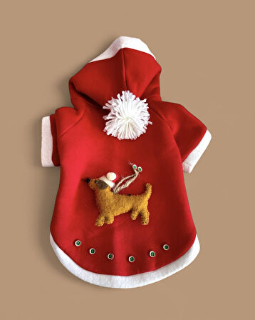 Buddy Kapşonlu Yılbaşı Kedi Sweatshirt Noel