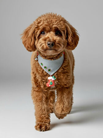 Christmas Dog Bandana | Küçük Irk Köpek Fuları | Yılbaşı Temalı Çorap Aksesuar Detaylı Bandana | Max 6 kg