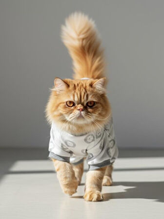 Soft Lion Kedi Tulumu | Pamuklu Penye Kedi Kıyafeti | Küçük Irklar İçin | Tüy Dökülmesini Azaltır