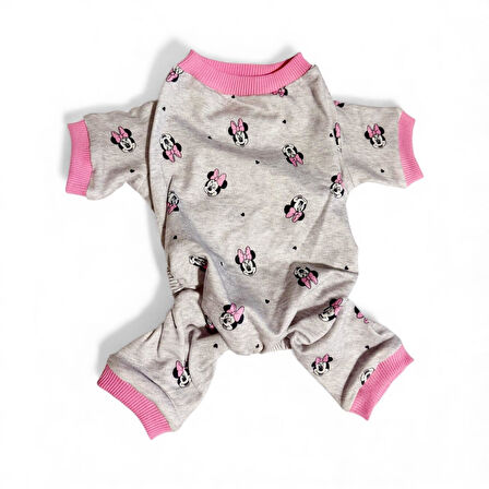 Minnie Kedi Tulumu | Pamuklu Penye Kedi Pijaması | Küçük Irklar İçin | Tüy Dökülmesini Azaltır